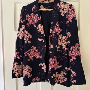 Cynthia Rowley Navy and Pink Floral Blazer